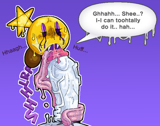 after_fellatio after_oral after_sex ahegao bodily_fluids breath brown_clothing brown_footwear brown_shoes clothing drip_effect dripping_speech_bubble duo ellipsis faceless_character faceless_male fangs female female_focus footwear genitals glans gradient_background grey_pubes grey_text half-closed_eyes heart_pupils heart_symbol larger_male long_tongue looking_pleasured makeup male male/female mascara narrowed_eyes not_furry open_mouth outline panting penis pink_tongue pubes purple_background purple_eyelids purple_mouth purple_text question_mark red_glans running_makeup running_mascara saliva saliva_on_penis saliva_on_tongue shoes simple_background size_difference smaller_female solo_focus speech_bubble teeth text tongue tongue_out tongue_wrapped_around_penis white_body white_outline white_penis white_speech_bubble breakcoreyuri mario_and_luigi_(series) mario_bros nintendo starlow star_sprite waddling_head 2026 digital_media_(artwork)