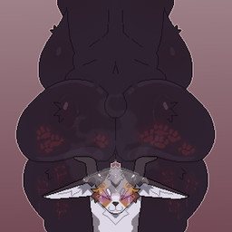 anthro big_butt biped black_body black_fur black_tail bodily_fluids breasts brown_body brown_fur butt duo eyebrows female fur genital_fluids genitals grey_body grey_fur male multicolored_body multicolored_fur nude nude_anthro nude_female short_tail simple_background smile tail vaginal_fluids vaginal_fluids_on_face vulva white_body white_fur mertvykhcrows bryht canid canine mammal 1:1 hi_res