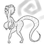 anthro big_breasts breasts eyelashes featureless_breasts female forked_tongue huge_breasts non-mammal_breasts smile solo spikes tongue snugundies atari primal_rage vertigo_(primal_rage) scalie greyscale low_res monochrome