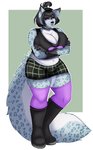 alternative_fashion anthro big_breasts bottomwear breasts cleavage clothed clothing crossed_arms female fur furgonomics goth legwear miniskirt skirt slightly_chubby slightly_chubby_anthro slightly_chubby_female solo tail tail_through_skirt thigh_highs catsmeow felid mammal pantherine snow_leopard hi_res