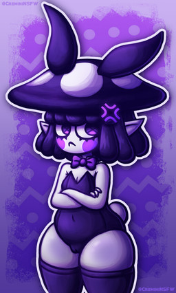 angry biped blush bow_tie breasts bunny_costume camel_toe clothed clothed_female clothing costume female female_humanoid frown fungus grumpy hair humanoid_pointy_ears legwear mime mushroom_cap noseless not_furry pointy_ears pupils purple_eyes purple_hair scut_tail short_tail shortstack shortstack_female small_breasts solo standing tail thick_thighs thigh_highs unusual_pupils white_body cremininsfw cremini elemental_creature fungi_fauna humanoid 2026 digital_media_(artwork) hi_res