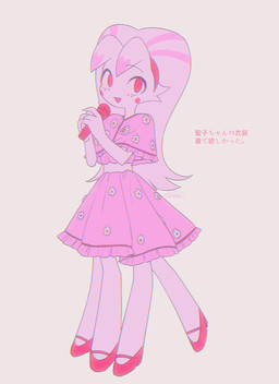 4_legs anthro electronics female holding_microphone holding_object microphone solo text enaic31 hazbin_hotel hellaverse molly_(hazbin_hotel) arachnid arthropod spider absurd_res hi_res japanese_text translation_request