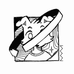 ambiguous_gender anthro black_nose border cheek_tuft clothing directional_arrow facial_tuft floppy_ears fur head_tuft moving_background shirt solo topwear tuft white_arrow white_body white_border white_clothing white_fur white_shirt white_topwear yupdown canid canine canis domestic_dog mammal 1:1 2025 2d_animation animated black_and_white frame_by_frame icon monochrome
