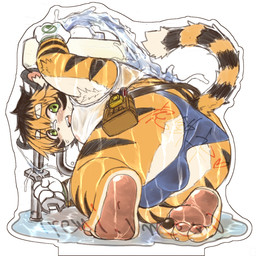 anthro bent_over big_butt bottomwear bulge butt clothing detailed_bulge fur hotpants kemono male moobs nipples orange_body orange_fur overweight pawpads shirt shorts solo striped_body striped_fur stripes tank_top topwear wet wet_clothing iremi tamacolle felid mammal pantherine tiger 1:1