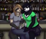 alcohol anthro bar beverage blush curvy_figure drinking duo female food intimate romantic romantic_couple slightly_chubby smile voluptuous mistresssable mitsuko san_(tigerinspace) bear domestic_cat felid feline felis giant_panda mammal close_(disambiguation) 2015