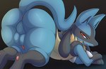 2018 absurd_res all_fours anthro anus ass_up backsack balls bedroom_eyes belly bent_over big_balls big_butt biped black_body black_fur black_hair blue_balls blue_body blue_fur blue_perineum butt butt_focus canid canine digital_media_(artwork) eyebrows fluffy fluffy_tail fur generation_4_pokemon genitals girly grey_anus hair half-closed_eyes hi_res kuroodod long_hair looking_at_viewer looking_back looking_back_at_viewer lucario male mammal multicolored_body multicolored_fur narrowed_eyes naughty_face nintendo nude open_mouth open_smile pawpads paws penis perineum pink_pawpads pink_penis pink_tongue pokemon pokemon_(species) presenting presenting_anus presenting_hindquarters raised_tail red_eyes seductive simple_background smile smiling_at_viewer smirk solo tail tan_belly tan_body tan_fur thick_thighs tongue wide_hips yellow_body yellow_fur