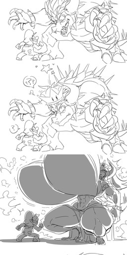 big_breasts breast_expansion breasts claws crown duo expansion female gender_transformation headgear horn huge_breasts hyper hyper_breasts larger_female larger_humanoid male mtf_transformation simple_background size_difference smaller_human smaller_male super_crown transformation white_background sepiascribe bowsette_meme mario_bros nintendo super_smash_bros. bowser giga_bowser mario animal_humanoid human humanoid mammal scalie scalie_humanoid 2018 absurd_res hi_res meme monochrome