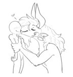 anthro arm_grab blush carrying_another duo ear_piercing ear_ring fangs female female_on_human flat_chested hair heart_symbol horn human_on_anthro interspecies kissing larger_anthro larger_female male male/female male_on_anthro multi_ear multi_horn piercing restrained_arms ring_piercing simple_background size_difference smaller_human smaller_male teeth torso_grab white_background halbean guild_wars anon purna_whitewillow charr felid human mammal 2023 black_and_white digital_drawing_(artwork) digital_media_(artwork) monochrome