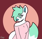 animated anthro arctic_fox big_tail blue_ears blue_eyes blue_nose breast_drop breast_squish breasts canid canid_ears canine clothing exposed_breasts female fox fur green_ears green_eyes green_hair green_markings hair kipp_(arctic_fox) mammal markings medium_breasts nervous nervous_smile nipples pink_clothing pink_nipples pink_shirt pink_topwear shaking shaking_breasts shaking_hips shirt short_hair shy shy_expression shy_face shy_smile snarrl solo squish tail teal_ears teal_eyes teal_nose topwear true_fox white_body white_fur