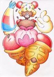 belly cherry dessert female food fruit ice_cream overweight plant simple_background solo thick_thighs white_background wide_hips shar0makai food_creature food_humanoid humanoid 2023 absurd_res hi_res traditional_media_(artwork)