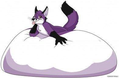 4_fingers anthro belly big_belly black_nose bloated brown_eyes dipstick_tail fingers fur gloves_(marking) happy huge_belly hyper hyper_belly inflation inner_ear_fluff male markings multicolored_body multicolored_fur pink_tongue purple_body purple_fur simple_background smile solo tail tail_markings tongue tongue_out tuft whiskers white_background white_inner_ear_fluff fondoffrogs canid canine fox mammal