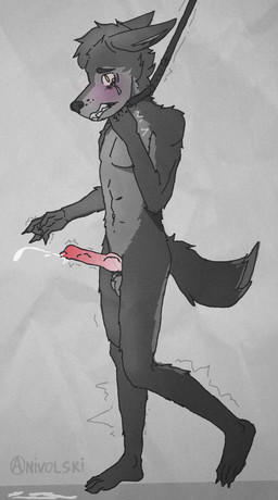 animal_genitalia anthro asphyxiation balls belt bodily_fluids canine_genitalia cum death distressed ejaculation forced genital_fluids genitals hanged imminent_death male nude shaking snuff solo struggling tail tears yellow_eyes anivolski unnamed_character canid canine canis domestic_dog mammal absurd_res full-length_portrait hi_res portrait sketch