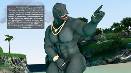 abs anthro balls biped covering covering_crotch covering_self embarrassed embarrassed_naked_male embarrassing_exposure embarrassing_nudity flaccid genitals jewelry male male_anthro muscular muscular_anthro muscular_male nude nude_anthro nude_male pecs penis profanity red_eyes solo text meteorsmash okamical_(modeler) epic_games fortnite thunder_(fortnite) komodo_dragon lizard monitor_lizard reptile scalie 16:9 3d_(artwork) 4k absurd_res digital_media_(artwork) english_text hi_res widescreen