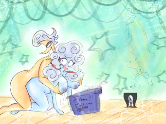 blue_body bodily_fluids breast_milking bucket cloud container duo ejaculation female from_behind_position genital_fluids kneeling lactating male male/female penetration sex shocked smile smiling_at_another smiling_at_partner vaginal vaginal_fluids vaginal_penetration vaginal_squirting yellow_body snowysky deltarune undertale_(series) elnina_(deltarune) lanino_(deltarune) rouxls_kaard elemental_creature humanoid mammal 4:3 hi_res