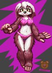 4_toes 5_fingers anthro bikini black_nose brown_body brown_fur clothing feet female fingers front_view fur hair looking_at_viewer multicolored_hair navel pink_bikini pink_clothing pink_swimwear simple_background smile solo swimwear toes two-piece_swimsuit two_tone_hair underwear white_body white_fur yellow_eyes t3ddyb3ar mammal pilosan sloth xenarthran 2024 digital_media_(artwork) hi_res pixel_(artwork)