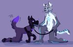 all_fours animal_mask ankle_cuffs bdsm collar cuff_(restraint) duo harness hood leash male male/male mask petplay pup_mask puppyplay restraints roleplay wrist_cuffs elenazilla kosseart wuffywufferson canid canine canis domestic_cat felid feline felis mammal wolf