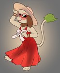 anthro blush bow_(feature) bow_ribbon clothed clothing dress eyewear female glasses hat headgear headwear looking_at_viewer solo sundress mr.smile nintendo pokemon mimi_(mr.smile) generation_2_pokemon pokemon_(species) smeargle hi_res