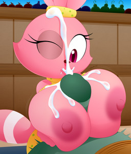 anthro areola big_areola big_breasts big_nipples bodily_fluids breast_play breasts cum cum_on_breasts cum_on_face duo erection female female_anthro fur genital_fluids genitals huge_breasts loli male male/female nipples nude one_eye_closed oppai_loli outercourse penile penis pink_body pink_fur sex solo_focus titfuck young young_anthro young_female slickehedge cartoon_network chowder_(series) panini_(chowder) felid hybrid lagomorph leporid mammal rabbit 2019 digital_media_(artwork) hi_res
