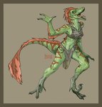 bottomwear breasts clothing feathers female loincloth non-mammal_breasts solo stripes tribal priscillasheep uthalla dinosaur dromaeosaurid prehistoric_species reptile scalie theropod velociraptor 2020 hi_res