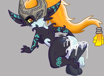 black_body bodily_fluids breasts butt clothing cum cum_in_ass cum_inside duo ejaculation female fused_shadow genital_fluids genitals hair headgear headwear male male/female mask orange_hair penis red_eyes tibbs nintendo the_legend_of_zelda twilight_princess midna imp twili hi_res