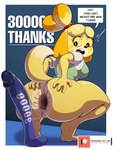 after_anal anthro anus bottomless breath butt clothed clothing crouching dialogue dildo female gaping gaping_anus genitals pussy sex_toy solo speech_bubble spread_butt spreading yellow_body ike_marshall animal_crossing nintendo isabelle_(animal_crossing) canid canine canis domestic_dog mammal 3:4 hi_res