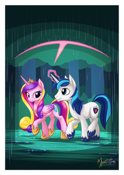 detailed_background duo feathered_wings feathers female feral forest glowing horn magic male outside pink_body pink_feathers plant raining shield tree umbrella wings mysticalpha friendship_is_magic hasbro my_little_pony mythology princess_cadance_(mlp) shining_armor_(mlp) equid equine mammal mythological_creature mythological_equine unicorn winged_unicorn 2014 digital_media_(artwork) hi_res