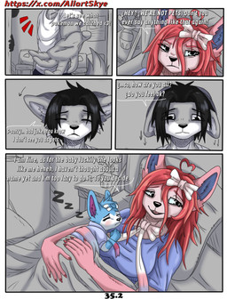 black_hair black_nose blue_body blue_fur dialogue female fur grey_body grey_fur hair male neonate pink_body pink_fur simple_background white_body white_fur young allartskye nintendo pokemon sapphyre_(allartskye) skye_(allartskye) sylvie_(allartskye) canid canine canis eeveelution generation_6_pokemon mammal pokemon_(species) sylveon wolf comic hi_res mother_(lore) mother_and_child_(lore) mother_and_son_(lore) parent_(lore) parent_and_child_(lore) parent_and_son_(lore) son_(lore)