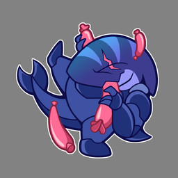 anthro black_bodysuit black_clothing black_latex black_skinsuit bodysuit chibi clothed clothed_anthro clothed_male clothing eating eye_scar facial_scar fin food latex latex_bodysuit latex_clothing latex_skinsuit male meat sausage scar skinsuit solo tail tail_fin tight_clothing rem_phase n-6_mobius marine mosasaur mosasaurus prehistoric_species reptile scalie 1:1 2025 hi_res