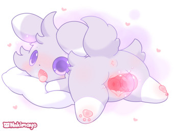 ahoge anthro anus black_nose blush bodily_fluids body_blush butt cervical_contact cervix cheek_tuft clitoris dipstick_ears ear_markings facial_tuft fangs female floppy_ears fluffy fluffy_tail fur genital_fluids genitals gloves_(marking) grey_body grey_fur hair heart_symbol leg_markings lying markings masturbation multicolored_ears on_front open_mouth pawpads penetration pillow pink_anus pink_pawpads pink_vulva psychic_powers purple_eyes round_eyes sex_toy sex_toy_in_vagina sex_toy_insertion socks_(marking) solo tail teeth tongue tongue_out transparent_sex_toy tuft urethra vaginal vaginal_fluids vaginal_penetration vulva vulva_blush white_body white_fur young nakimayo nintendo pokemon espurr generation_6_pokemon pokemon_(species) 4:3 digital_drawing_(artwork) digital_media_(artwork) hi_res