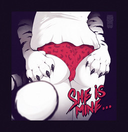 anthro black_claws claws clothing duo female fur hand_on_butt male male/female panties romantic shirt standing striped_body striped_fur stripes tail text topwear underwear white_body white_fur d3mo demo_(d3mo) felid mammal pantherine tiger unknown_species 2016 artist_name dated english_text