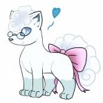 all_fours ambiguous_gender blue_eyes eyewear feral fur glasses heart_symbol multi_tail pink_bow solo tail white_body white_fur terranariko nintendo pokemon alolan_form alolan_vulpix canid canine generation_7_pokemon mammal pokemon_(species) regional_form_(pokemon) 2016 hi_res