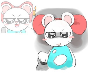 accessory annoyed anthro blush blush_stickers bodily_fluids bow_ribbon chibi female hair_accessory hair_bow hair_ribbon ribbons solo sweat sweatdrop spookicookiebox pretty_blood rinny_(pretty_blood) bear mammal polar_bear ursine colored low_res reference_image sketch
