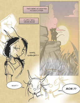 clothing cloud dark_hair female flashback grass group male overalls plant question rock shocked smile sun text trio chris_fischer chip_'n_dale_rescue_rangers disney gadget_hackwrench geegaw_hackwrench mammal mouse murid murine rodent comic english_text hi_res