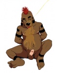 anthro balls biped bodily_fluids erection fur genital_fluids genitals golden_shower hair male markings mohawk nipples nude open_mouth paws peeing peeing_inside penis simple_background slightly_chubby smile solo tattoo tongue tongue_out urine urine_in_mouth urine_on_balls urine_on_belly urine_on_chest urine_on_face urine_stream watersports white_background mobilemutt canid canine canis domestic_dog mammal 2013