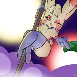 anthro big_breasts boots breasts clothing dancing eyelashes female footwear gloves handwear money nightclub nipples one_eye_closed pole pole_dancing shoes solo stripper wink kirbot12 nintendo pokemon micki_(kirbot12) generation_3_pokemon lagomorph mammal pokemon_(species) spinda 1:1
