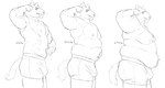 abs anthro belly big_belly boxer_briefs boxer_briefs_only bulge clothed clothing fat_rolls fit_to_fat flexing holding_belly male moobs muscular muscular_anthro muscular_male nipples obese obese_anthro obese_male overweight overweight_anthro overweight_male pecs sad side_view smile solo tail topless underwear underwear_only weight_gain weights cettus kliment_glazkov felid mammal prehistoric_species saber-toothed_tiger 2022 hi_res monochrome sequence sketch