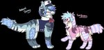 ambiguous_gender blue_body blue_eyes blue_fur blue_hair blue_inner_ear blue_inner_ear_fluff blue_nose blue_outline blush blush_stickers clothed clothed_feral clothing digitigrade duo ear_piercing feral feral_with_hair fish_hook fish_hook_piercing floppy_ears fur hair heart_(marking) hook inner_ear_fluff looking_up lop_ears markings outline paper_boat paws piercing pink_body pink_fur pink_outline sailor_hat sailor_uniform simple_background smile snout standing striped_markings stripes surgical_suture tail teeth text topwear transparent_background tuft vest whisker_spots white_body white_fur yellow_body yellow_fur jaspering canid canine duskky mammal patchwork_creature 2017 alpha_channel digital_drawing_(artwork) digital_media_(artwork) english_text flat_colors full-length_portrait handwritten_text hi_res portrait watermark