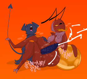 anthro arthropod_abdomen big_penis bodily_fluids breasts butt cum cum_on_leg cumshot duo ejaculation female genital_fluids genitals horn huge_penis huge_thighs hyper hyper_genitalia hyper_penis male male/female outercourse penis sex spade_tail tail thick_thighs thigh_sex tongue tongue_out nylonhellhole honey_(honeyant_queen) krylon_(nylonhellhole) arthropod bee demon hymenopteran imp insect 2024 hi_res