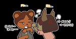 angry anthro blush clothing duo female male male/female simple_background text transparent_background pipepo cha_hieun kim_soohyun bear canid canine canis domestic_dog mammal alpha_channel korean_text translated