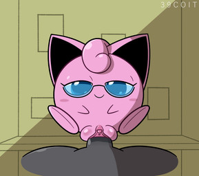 bedroom_eyes bestiality blue_eyes blush blush_stickers duo eyewear female feral first_person_view genitals glasses interspecies looking_at_viewer male male/female narrowed_eyes office penetration penis pink_body plump_labia pokephilia seductive simple_background smile smiling_at_viewer vaginal vaginal_penetration vulva 39coit nintendo pokemon anon generation_1_pokemon human jigglypuff mammal pokemon_(species) waddling_head digital_media_(artwork)