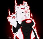absurd_res anthro big_breasts blanagami boss_monster_(undertale) bovid breasts caprine clothing crossover dc_comics female fur hi_res horn long_ears looking_at_viewer mammal open_mouth red_eyes red_lantern_(series) solo teeth tongue tongue_out toriel undertale undertale_(series) white_body white_fur