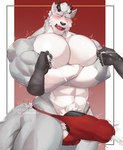 abs anthro balls barazoku biceps big_bulge big_pecs big_penis black_nipples black_nose blush bodily_fluids bulge clothed clothing crossed_arms cum cum_in_clothing cum_in_jockstrap cum_in_underwear cum_through_clothing cum_through_jockstrap cum_through_underwear cumshot ejaculation erection eyes_closed fur genital_fluids genitals grey_body grey_fur hair horn huge_pecs huge_penis humanoid_genitalia humanoid_penis jockstrap lactating looking_at_viewer male male_lactation muscular muscular_anthro muscular_male nipple_fetish nipple_orgasm nipple_pinch nipple_play nipples open_mouth partially_clothed pecs penis pinch simple_background solo speedo speedo_only surprised_expression swimwear tail thick_penis topless topless_anthro topless_male underwear vein veiny_penis wet wet_clothing wet_underwear white_body alvedo_vhiich jhar_othim_(character) canid canine canis mammal wolf absurd_res digital_media_(artwork) hi_res