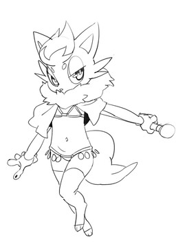 3_toes 5_fingers anthro anthrofied bikini biped cape cheek_tuft claws clothing digitigrade facial_tuft feet female fingers flat_chested footwear front_view fur half-closed_eyes head_tuft hindpaw holding_object humanoid_hands legwear looking_away mane narrowed_eyes navel paws pokemorph pose raised_leg simple_background socks solo spread_arms standing swimwear thigh_highs thigh_socks toeless_footwear toeless_socks toes tuft two-piece_swimsuit white_background jijis-waifus nintendo pokemon canid canine generation_5_pokemon mammal pokemon_(species) zorua 2017 aliasing black_and_white digital_drawing_(artwork) digital_media_(artwork) full-length_portrait hi_res line_art monochrome portrait sketch