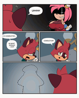 ambiguous_gender anthro big_breasts breasts clothing dialogue dress duo female inside nervous outline presenting presenting_breasts solo speech_bubble standing awkward2eleven sega sonic_the_hedgehog_(series) the_murder_of_sonic_the_hedgehog amy_rose barry_(sonic) eulipotyphlan hedgehog macropod mammal marsupial quokka animated animated_comic animated_gif comic hi_res short_playtime