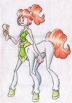 clothing female green_clothing hair orange_hair simple_background solo shar0makai european_mythology greek_mythology mythology centaur equid equid_taur humanoid_taur mammal mammal_taur taur 2023 absurd_res hi_res traditional_media_(artwork)