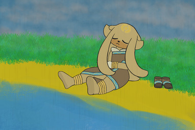 ambiguous_anthro ambiguous_gender anthro barefoot beach clothed clothing eyes_closed featureless_feet feet fully_clothed fur grass lakeside orange_body orange_fur pensive plant sand sandals_removed sitting sitting_on_ground solo text ticklebunny archie_comics sega sonic_the_hedgehog_(archie) sonic_the_hedgehog_(comics) sonic_the_hedgehog_(series) gold_the_tenrec afrosoricid mammal tenrec 3:2 english_text hi_res