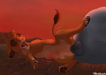 abdominal_bulge anal anal_penetration anal_stretching animal_genitalia animal_vulva black_claws blue_eyes blush bodily_fluids claws crying dildo feline_genitalia feline_vulva female feral fur genitals half-closed_eyes large_penetration lying multicolored_body multicolored_fur narrowed_eyes object_in_ass on_side one_leg_up open_mouth orange_body orange_fur outside pain painful_penetration pawpads penetration raised_leg rock sex_toy sex_toy_in_ass sex_toy_insertion sharp_teeth solo sunset tan_body tan_fur tears teeth tongue toy twitching two_tone_body two_tone_fur vulva yellow_sclera young young_female young_feral backlash91 conditional_dnp disney the_lion_king vitani_(the_lion_king) felid lion mammal pantherine digital_media_(artwork) story story_in_description
