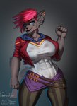 abs alternate_species anthro big_breasts breasts female furrification muscular muscular_anthro muscular_female solo thick_thighs wide_hips blackrabbitshone farodor hirsche arcane_(tv_series) league_of_legends riot_games tencent vi canid canine canis mammal wolf hi_res