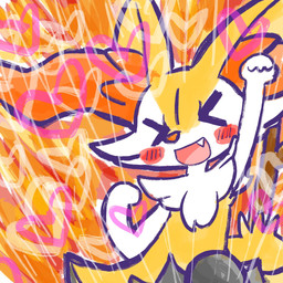 >o< ambiguous_anthro ambiguous_gender anthro biped blush blush_stickers cute_fangs fangs fist_pump front_view heart_symbol jumping object_in_tail open_mouth open_smile simple_background smile solo stick stick_in_tail tail teeth annyui0611 nintendo pokemon braixen canid generation_6_pokemon mammal pokemon_(species) 1:1 2024 digital_drawing_(artwork) digital_media_(artwork) half-length_portrait hi_res japanese_description portrait translated_description