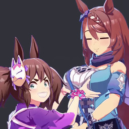 accessory animal_ears animal_mask big_breasts blush bow_ribbon bracelet breast_focus breast_fondling breast_jiggle breast_play breasts brown_hair cleavage clothed clothing duo eyes_closed female female/female fondling fox_mask grey_background grey_eyes grin hair hair_accessory hair_bow hair_ribbon hand_on_breast happy holding_breast humor jewelry jiggling kerchief light_body light_skin long_hair looking_at_viewer looking_back looking_back_at_viewer mask neckerchief neckwear on_model pigtails purse ribbons shirt simple_background smile topwear coolchou_zhao cygames uma_musume_pretty_derby inari_one_(pretty_derby) super_creek_(pretty_derby) animal_humanoid equid equid_humanoid equine equine_humanoid humanoid mammal mammal_humanoid 1:1 2026 3d_(artwork) 3d_animation animated digital_media_(artwork) loop no_sound short_playtime video
